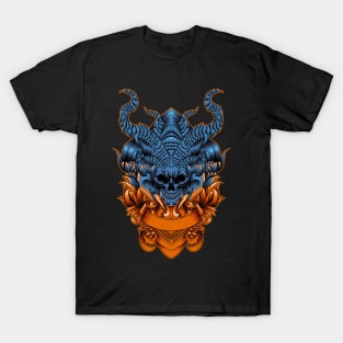 Skull with horns with ornament illustration T-Shirt